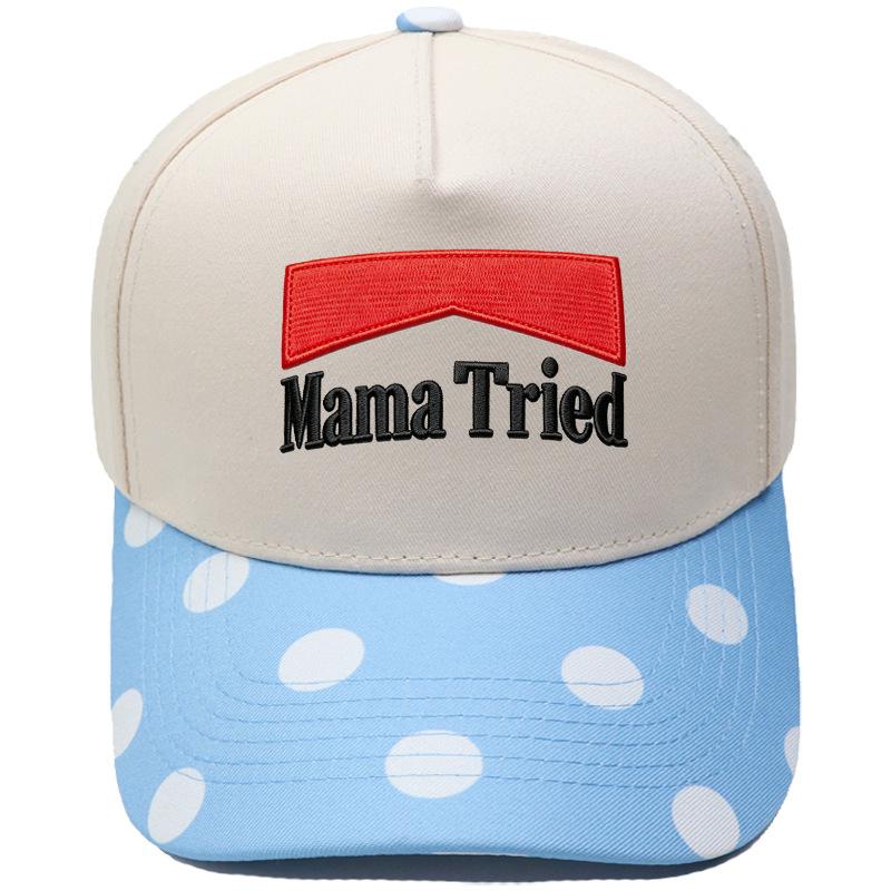 Mama Tried embroidery color matching truck driver hat European and American men's and women's casual sunshade dad hat
