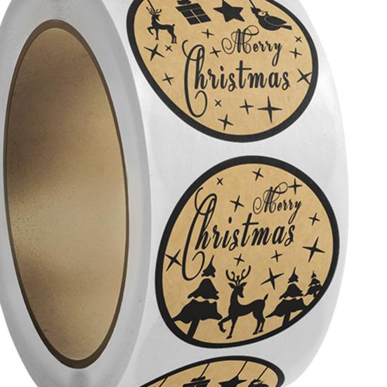 1 рулон рождественской клейкой клейкой темы, этикетка для печати, самостоятельная прочная, насыщенная, цветная подарочная коробка «сделай сам»