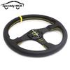 14 Inch 350MM Sim Racing Steering Wheel JDM Real Leather Universal Car Accessoires Yellow Black O24SM1127P