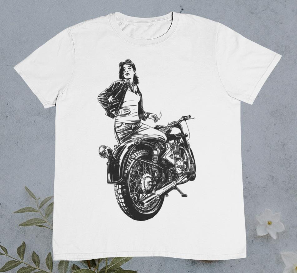 Vintage Moto Rider Girl - Retro Motorcyclist %100 Premium Cotton