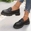 Autumn New Low-heeled One-pedal Low-top Women's Large-size Small Leather Shoes