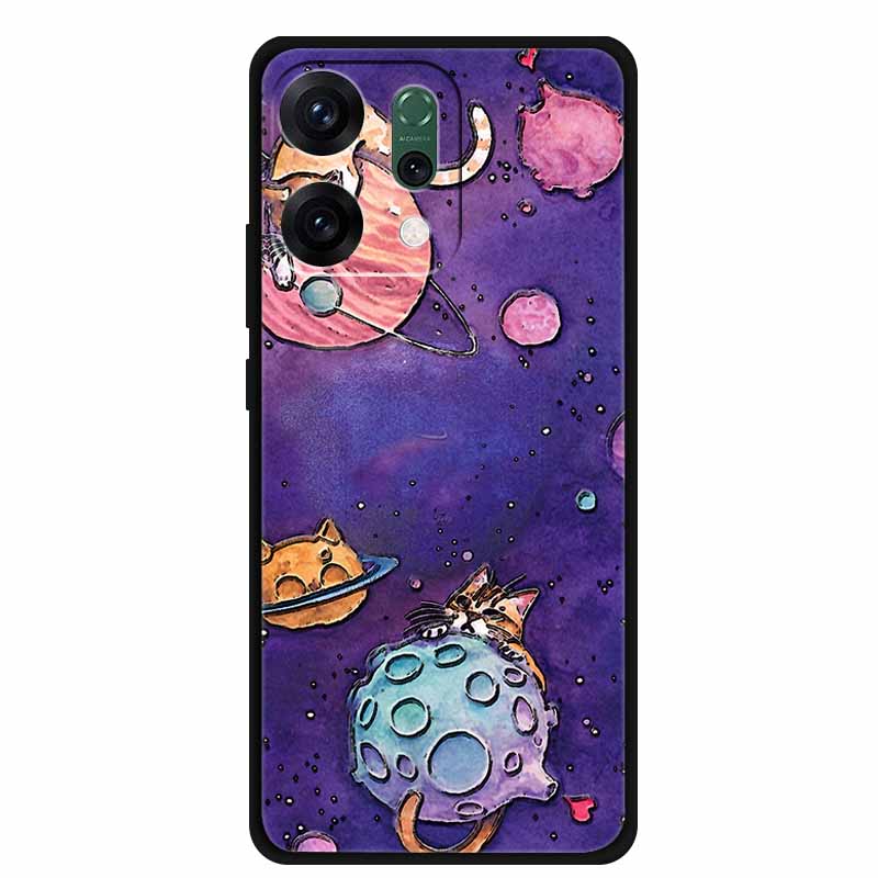 For Oppo Reno 14 5G 3D CaseRelief Flowers Emboss Phone Cover For Oppo Reno 14 Black Silicone Shockproof Soft Fundas Protector