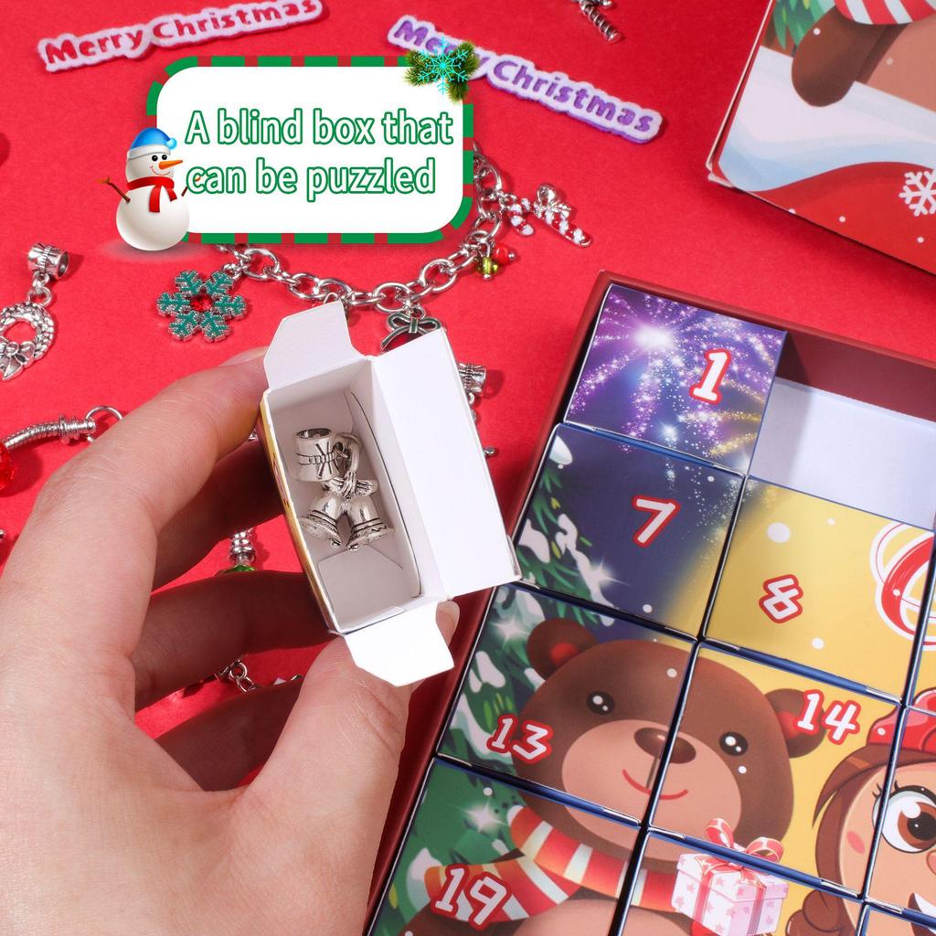 Набор браслетов-пазлов «Сделай сам» с рождественской снежинкой и Сантой, из бусин, для детей и женщин