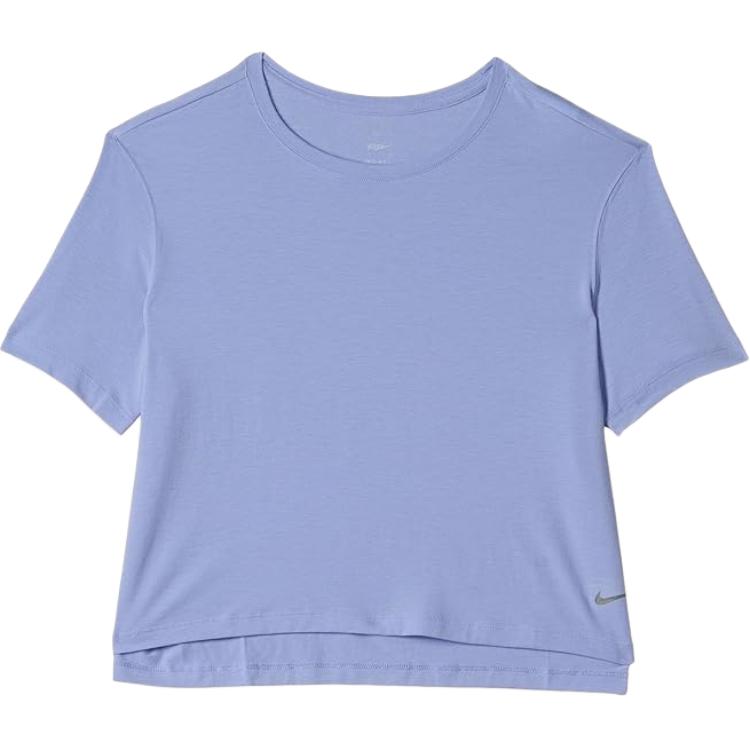 Nike Yoga Dri-Fit Side-Slit Round-Neck Short-Sleeve T-Shirt Women Tops Purple DM7026-569