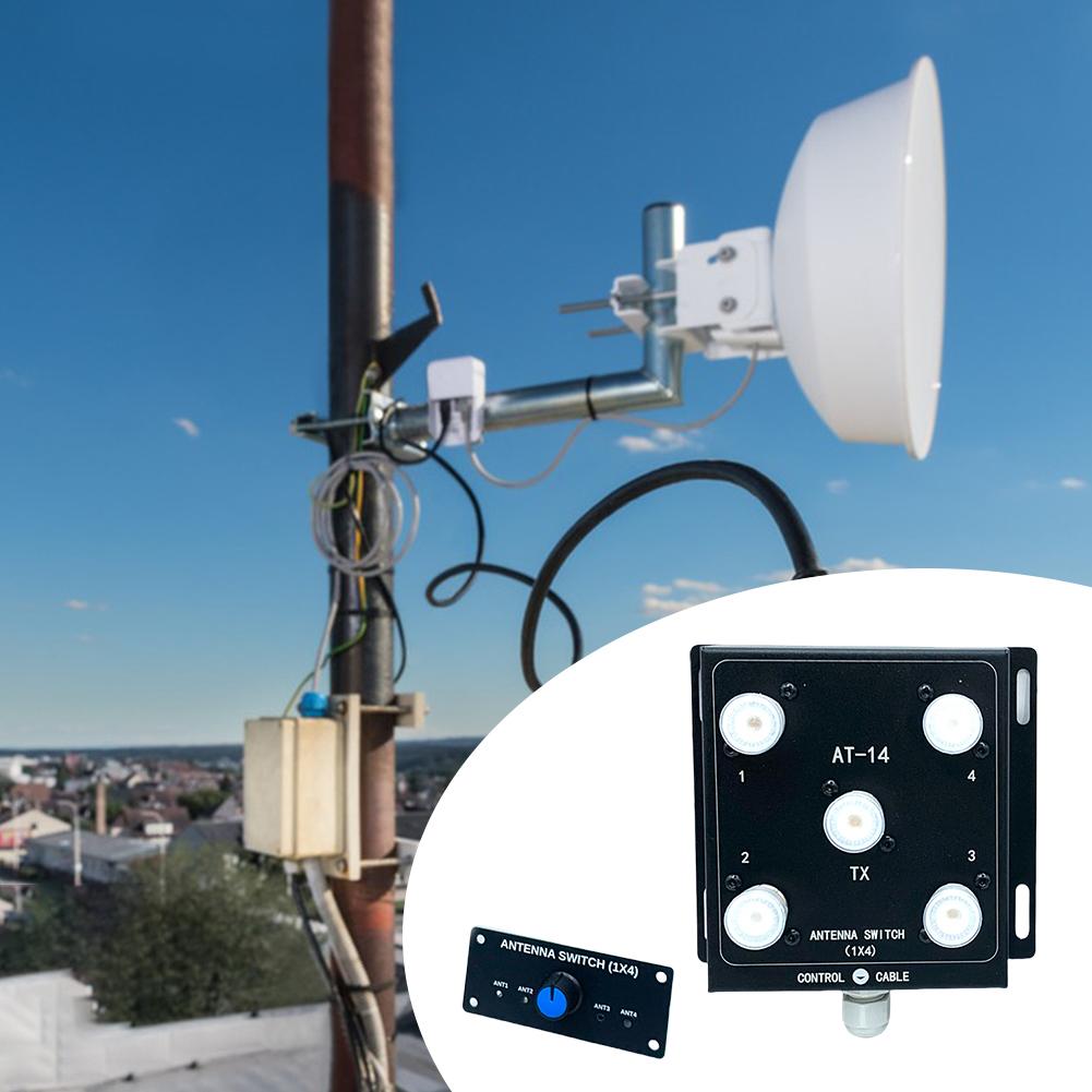 4-Way Coax Remote Antenna Switch Antenna Switch 1.8-60MHz Antenna Signal Switch Antenna Splitter Switch for Convenient Switching