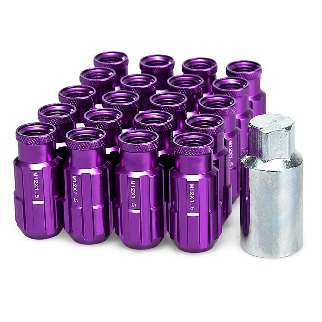 20 Pcs Wheel Lug Nuts Screw Racing Aluminium Alloy Theft Prevention Wheel Bolts Wheel Studs M12x1.5/1.25 50MM for Most Cars