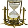 Brass and Glass White Sand Timer Clock for Home and Office  Table Décor with Compass Base Hour Glass  Decorative Best Gift Item
