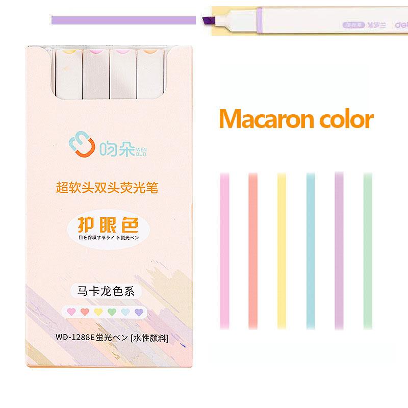 6 шт. набор двусторонних ручек-хайлайтеров Kawaii цветные маркеры для манги пастельные канцелярские принадлежности для скрапбукинга школьные принадлежности