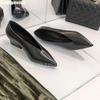 Fashion 2025 Summer New V-Neck Pointed Toe Pumps Women Sexy Black Sheepskin Shallow Slip On Chunky Heels Sandals Casual Fashion Shoes