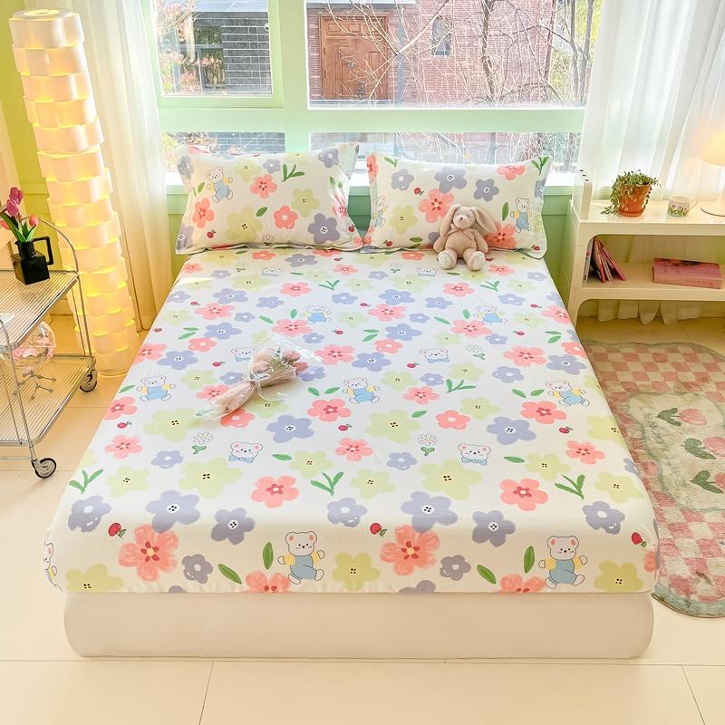 100% Cotton Bedsheet Elastic Fitted Sheet Print Bed Cover Single/Double/Queen/King Size Bed Linen Drap De Lit (No Pillowcase)