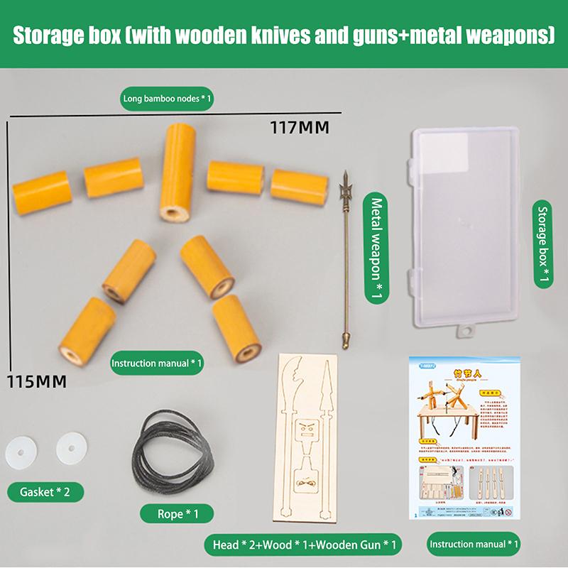 1 комплект, натуральная веревочная боевая настольная игра, ручной работы, бамбуковый человек, настольная игра, боевая игрушка с оружием