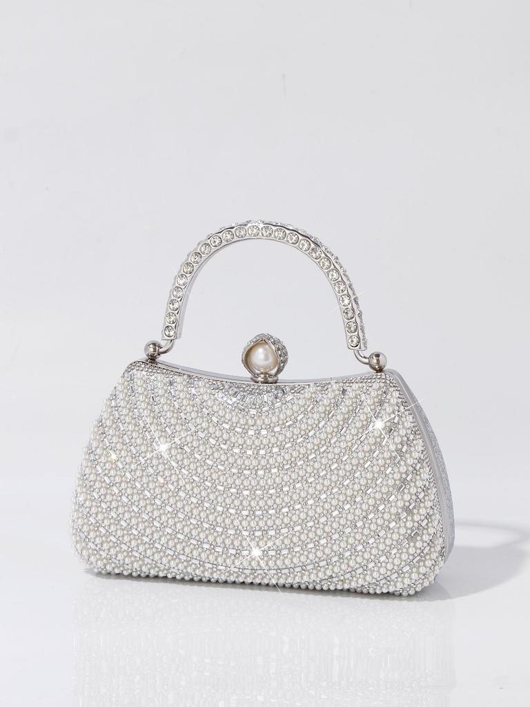 Элегантная вечерняя сумка-кроссбоди с жемчугом и стразами для женщин