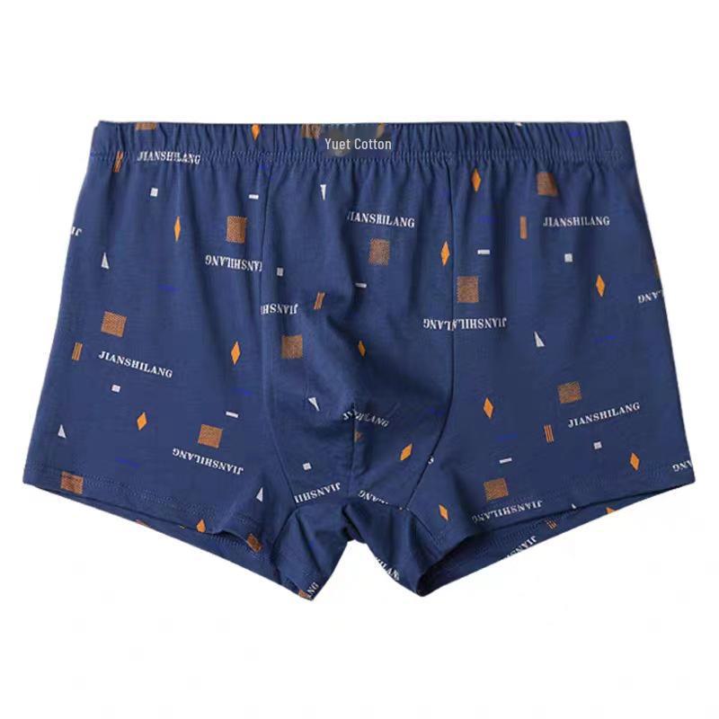 Men's 100% Cotton Boxer Briefs, Plus Size, Mid-Waist, Breathable, Sweat-Absorbent, Youthful Style