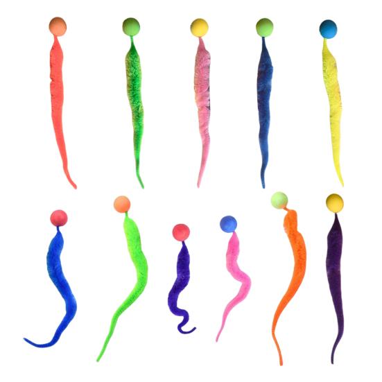 Интерактивный прыгучий мяч с хвостом, разноцветный пушистый червяк, прыгучий мяч для кошек, игрушка для преследования кошек в помещении в виде радужного червяка