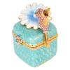 Bird Figurine Jewelry Box Hand Painted Decorative Metal Mini Hinged Jewelry Holder for Rings Earrings Necklaces Blue