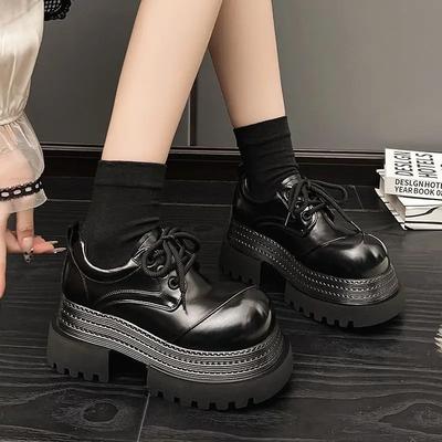 Туфли на платформе в стиле панк для женщин, с круглым носком, слипоны, распродажа, обувь Y2k, акция, шикарные и элегантные, фирменные женские туфли-лодочки