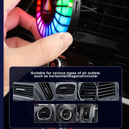 Car Air Freshener Vent Clip Music Rhythm Pickup Light Voice Activated Auto-on-off Long Lasting Fragrance Air Purifying Auto Aromatherapy