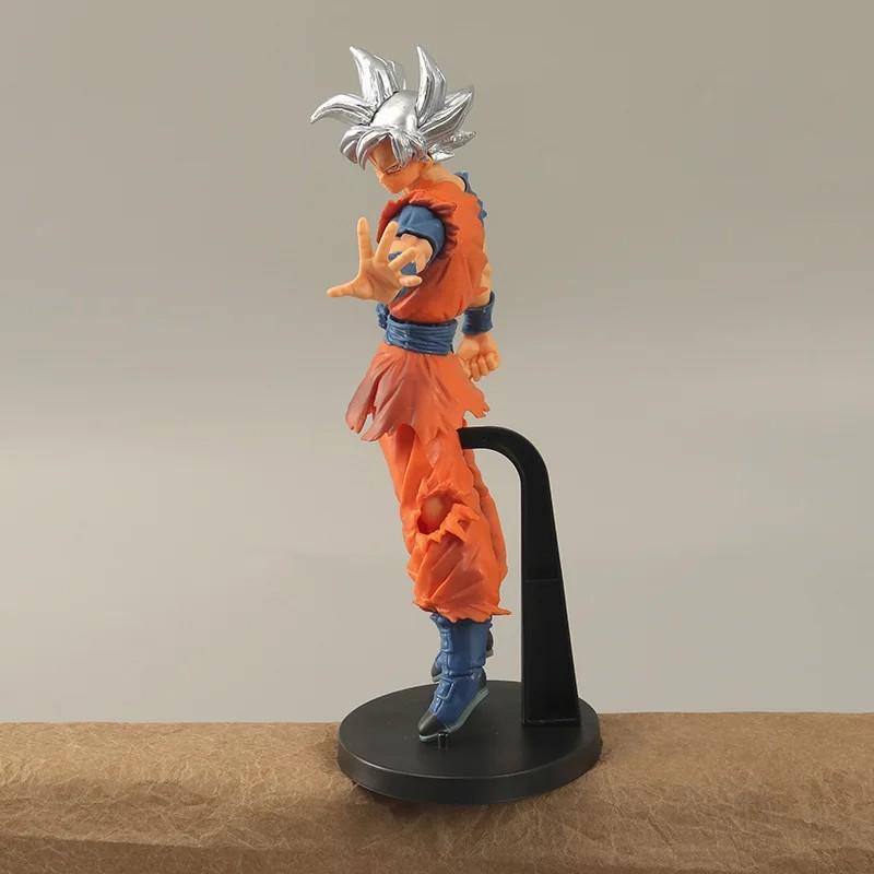 Аниме Dragon Ball Серебристые волосы Сон Гоку Фигурка Самоосторожный Кунг-фу Будокай Достичь Веджета Фигурка Действия Модель В Коробке 24 см ПВХ
