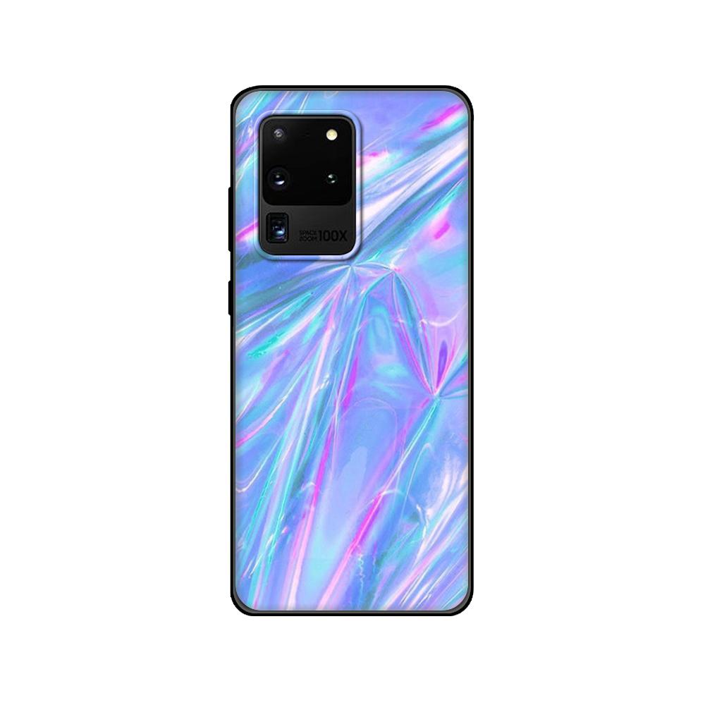 Черный чехол из ТПУ для Samsung Galaxy S20/S20 PLUS/S20 ultra/S20+/S20FE задняя крышка с голографическим переливающимся принтом