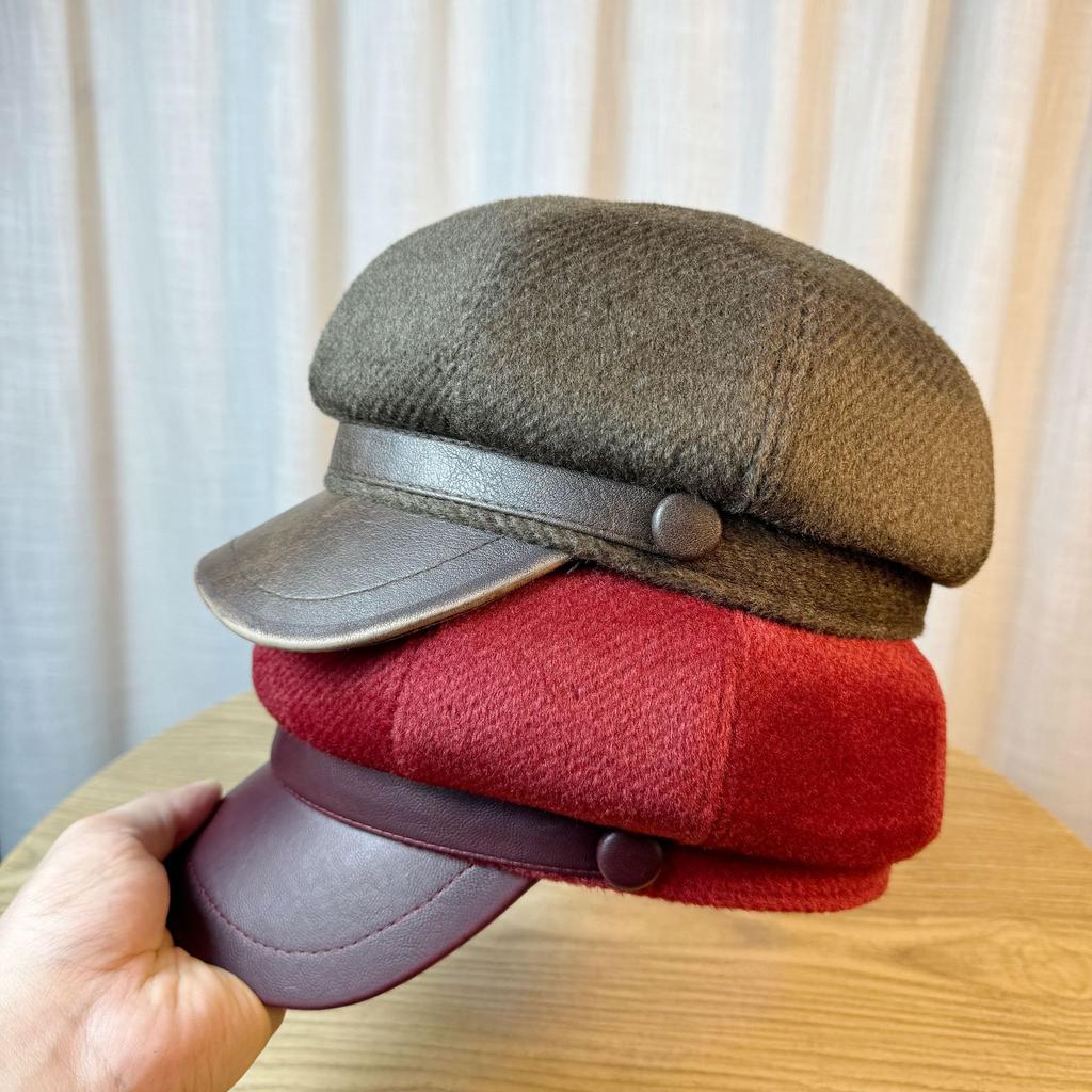 Восьмиугольная шляпа для женщин на осень и зиму, теплая из меха норки, британская ретро-кепка газетчика, трендовый бренд, повседневная универсальная шляпа художника