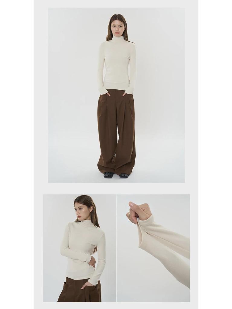 Женская бархатная футболка Louvre Winter в корейском стиле с высоким воротником - теплая, облегающая мода