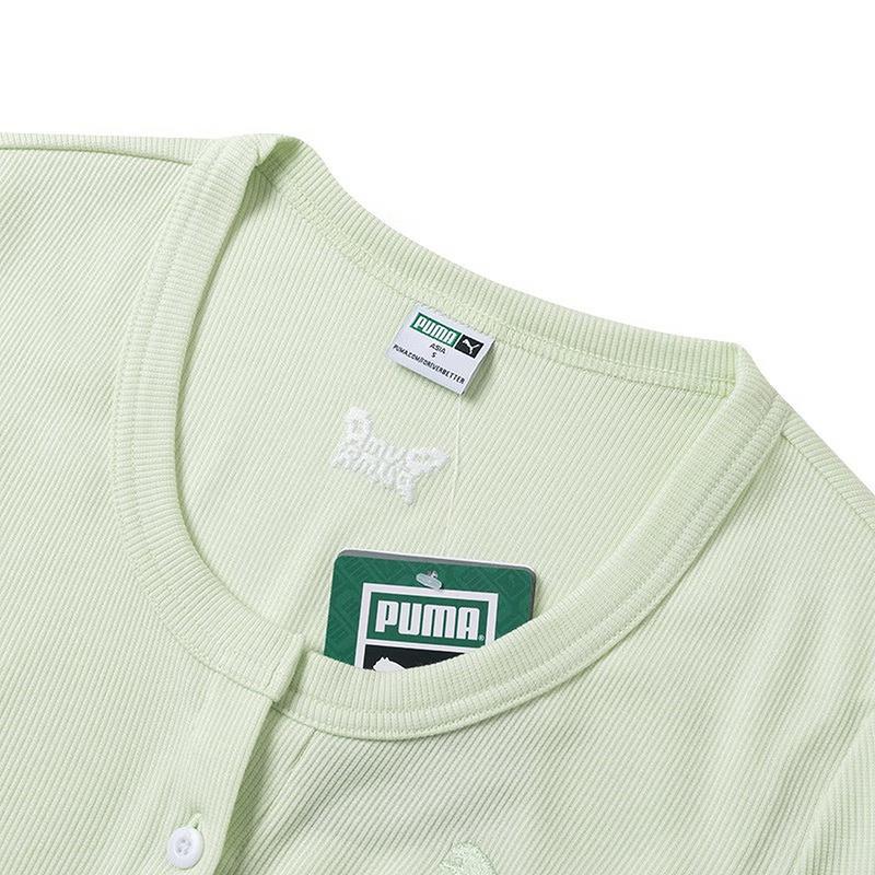 Puma Дышащий удобный облегающий трикотажный топ с длинным рукавом для женщин, зеленый 628475-80