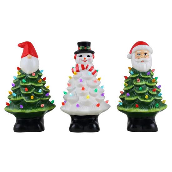 Lighted Christmas Gnome Tree Small Prelit Resin Christmas Tree with Multicolored Lights for Tabletop
