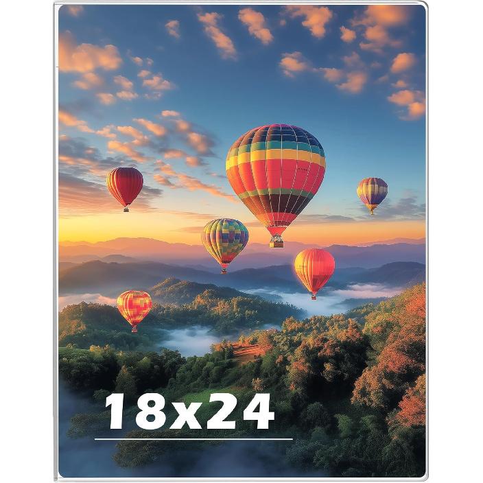 8.5 x 11 Acrylic Picture Frame, Horizontal/Vertical Clear Photo Frame for Wall with Tape, No Drilling Floating Hanging Frameless Picture Frame, Wall