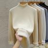 Half High Collar Warm Fleece Pullover Sweaters for Women Autumn and Winter Thick Knitted Sweater Solid Base Long Sleeve Casual Ladies Knitwears 24951