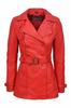 Genuine Stylish Wear Casual Women's Trench Coat Red Leather Handmade Lambskin