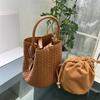 2025 Handmade Leather Woven Bag High-end Women's Bag Large Capacity Bucket Bag Single Shoulder Diagonal Cross Bag
