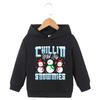 Christmas Snowman Print Children's Casual Pullover Long Sleeved Hooded Sweatshirt, Children's Spring and Autumn Sportswear