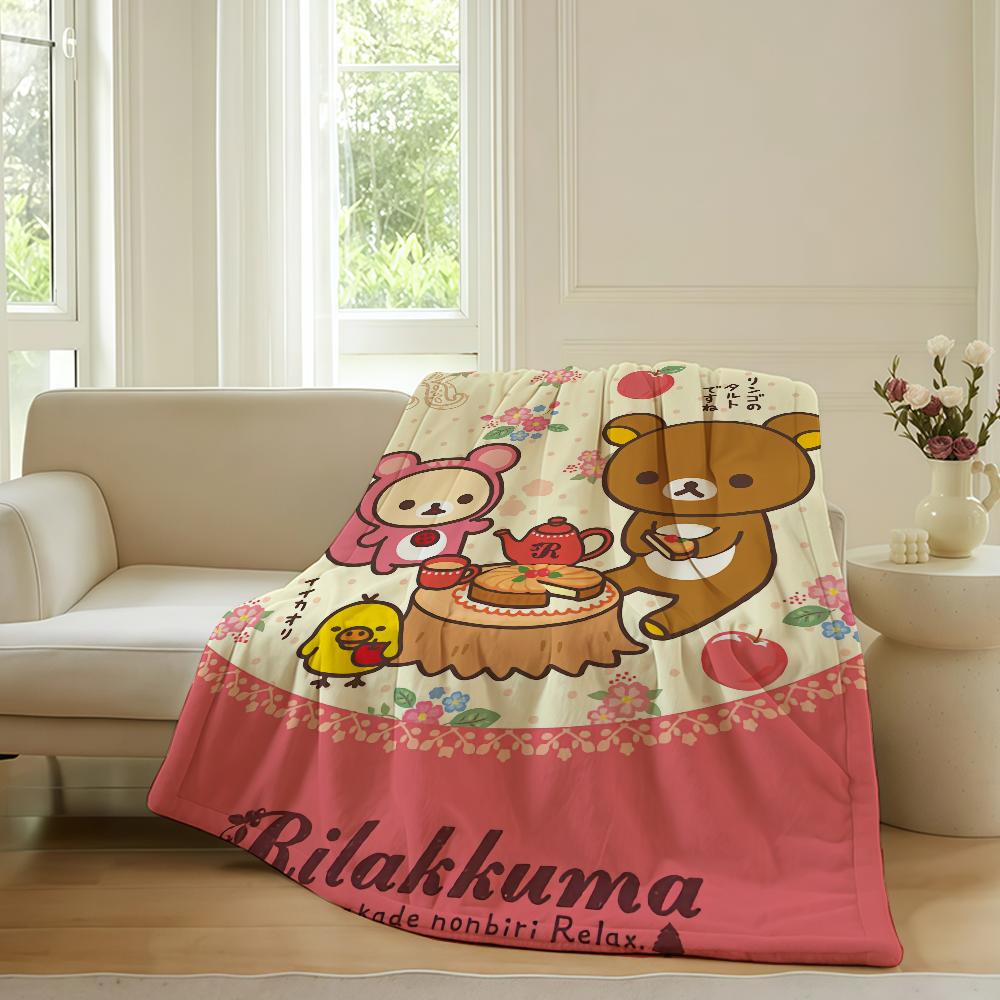 Кавайная R-Рилаккума-Мультяшное одеяло Теплое Мягкое Подходит для Спальни Дивана Кровати Гостиной Офиса Путешествий Кемпинга Подарки