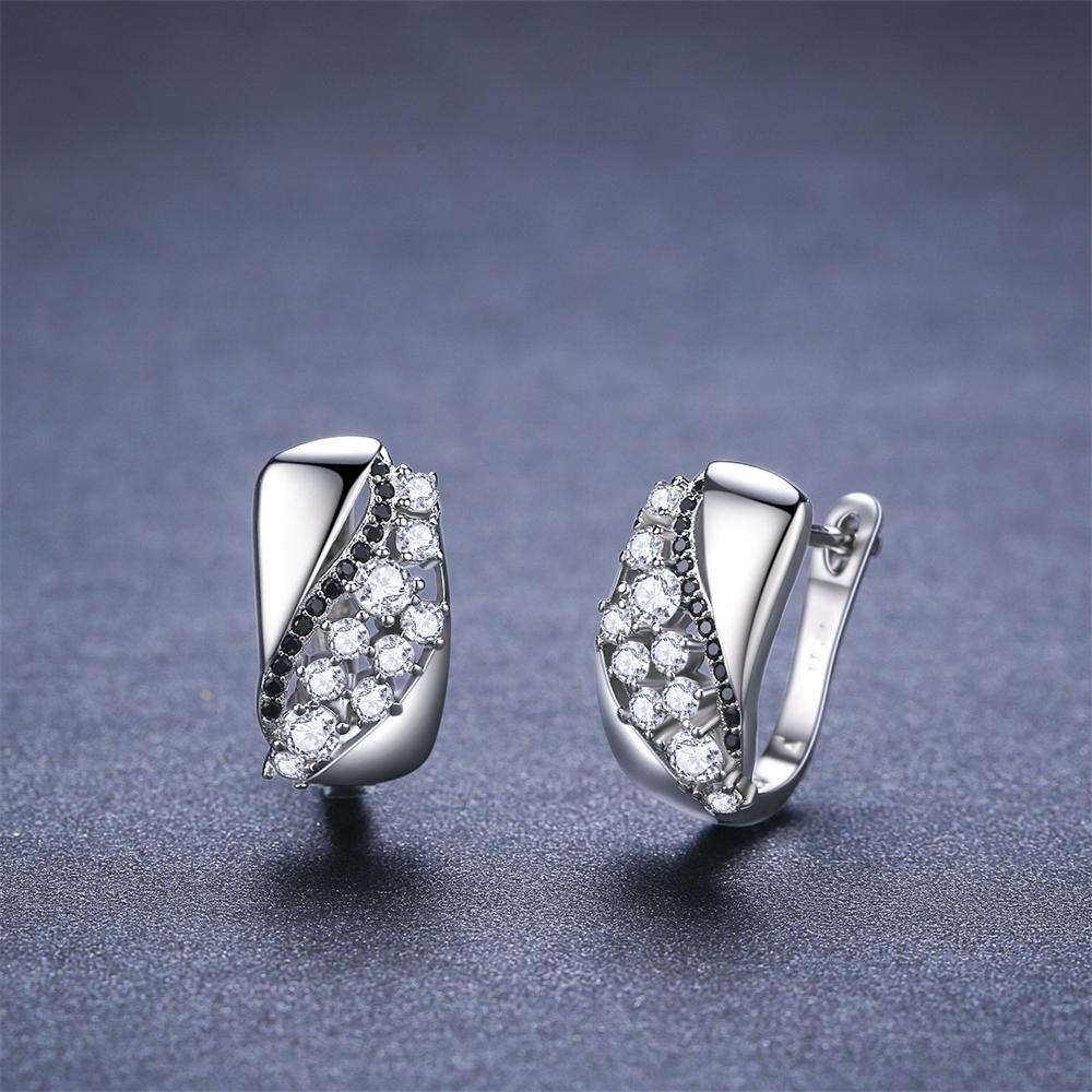 Black Awn Женские серьги-кольца с черными и белыми камнями