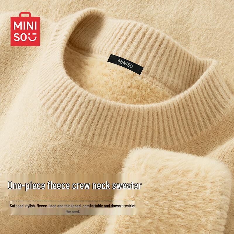 MINISO Мужской вязаный свитер с высоким воротником на флисовой подкладке