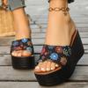 Printing Chunky Platform Sandals for Women  Summer Thick Bottom Wedge Heel Slippers Woman Comfortable Outdoor Beach Slides