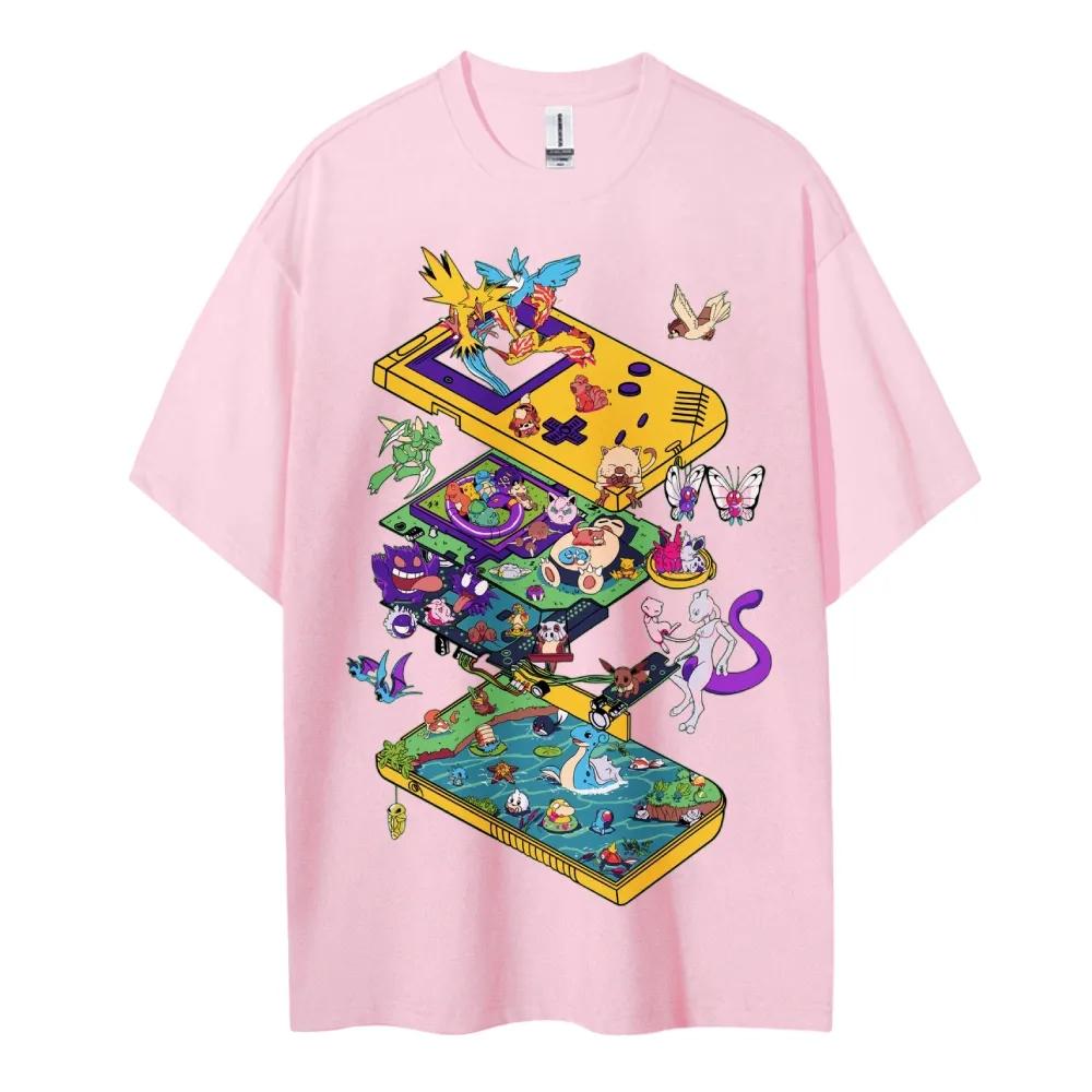 Мужская футболка Pokemon, 100% хлопок, повседневная, с круглым вырезом, с коротким рукавом, одежда, лето 2026, спортивная, повседневная, топ с коротким рукавом