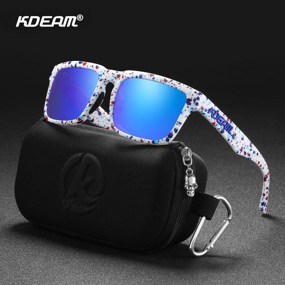 KDEAM Square Style Polarized Sunglasses For Men And Women Medium Size Overall Width 145mm Outdoor Sun Glasses With Zippered Case