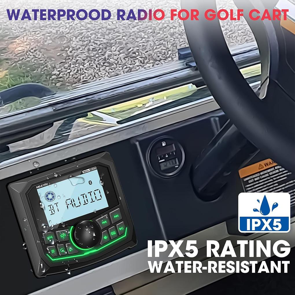 Marine MP5 Radio SPA RZR Bluetooth AM FM UTV RDS Multimedia Video Player 3-inch Screen AU-X