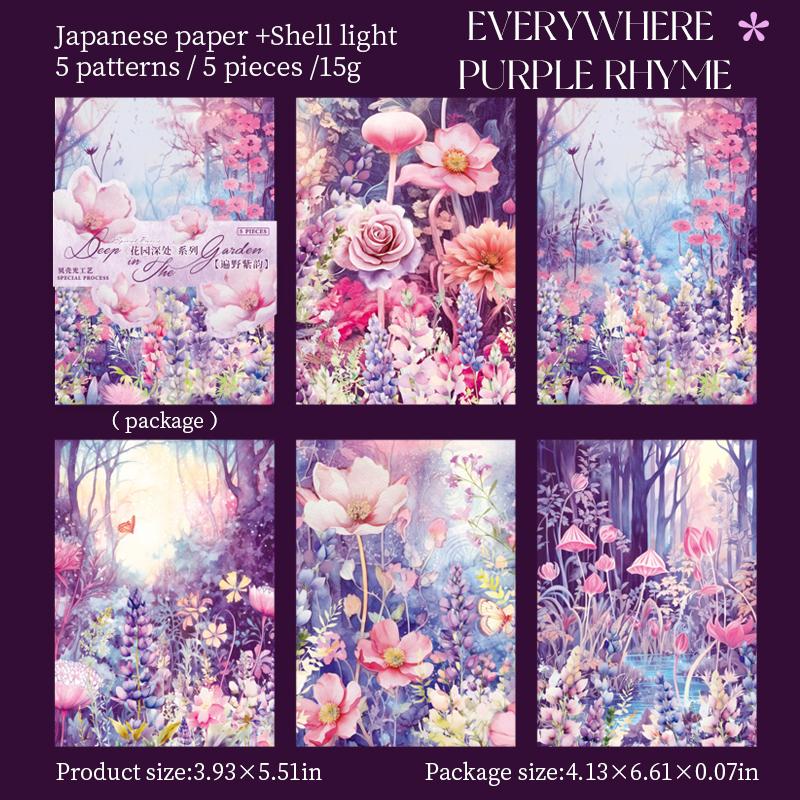 5 pcs INS Bronzing Flowers Plant Background Stickers Decorative Diary Album Scrapbooking material