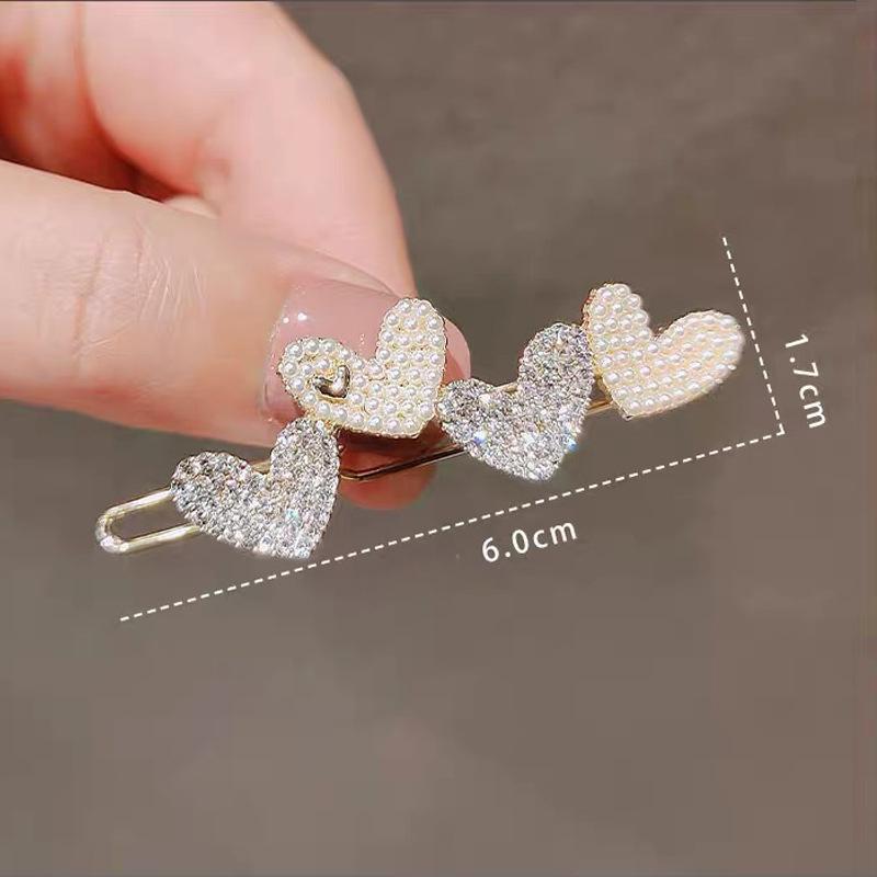 Милые заколки для волос в форме сердца, модные заколки для волос в форме сердца со стразами, украшение с бахромой, женские аксессуары для волос