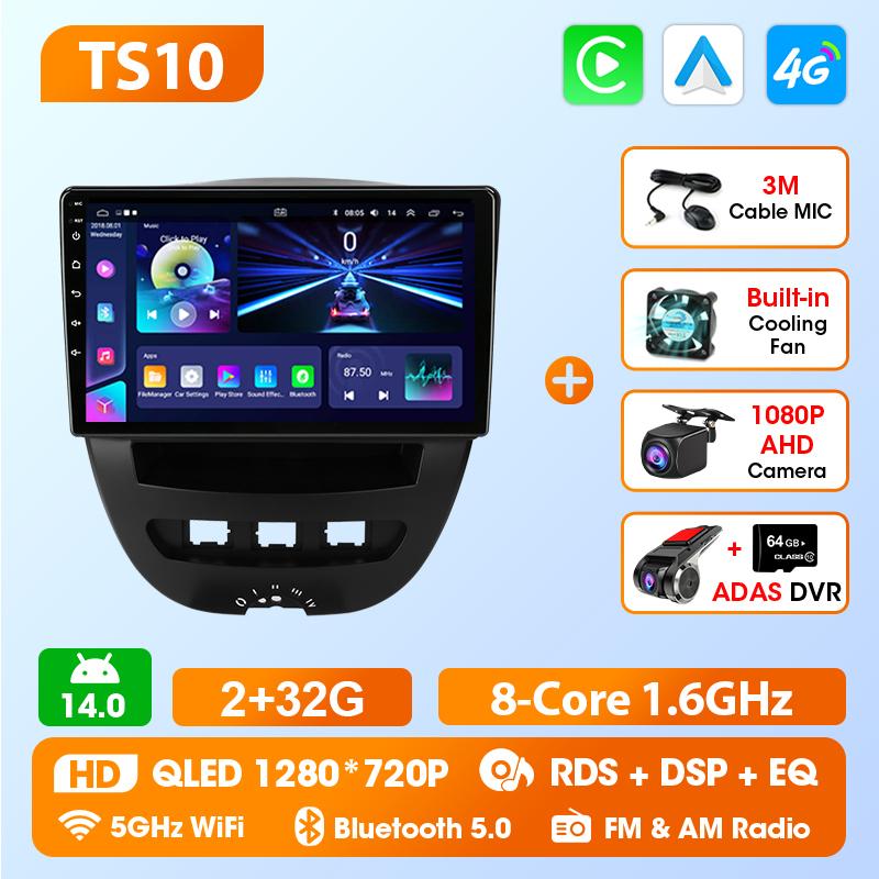 For Peugeot 107 Toyota Aygo Citroen C1 2005-2014Srnubi 2 Din Head Unit Carplay Android Auto Car Radio Multimedia Video Player GPS Navigation Support