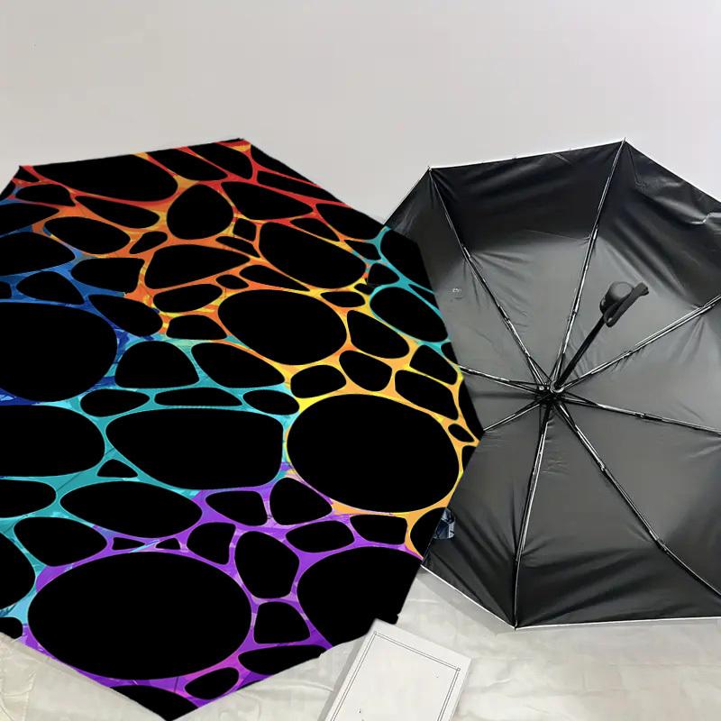 1pc Abstract Pattern Automatic Open/Close Umbrella with Windproof, 8-Rib Sturdy Canopy, Durable Ribs, Fashionable Design1200A