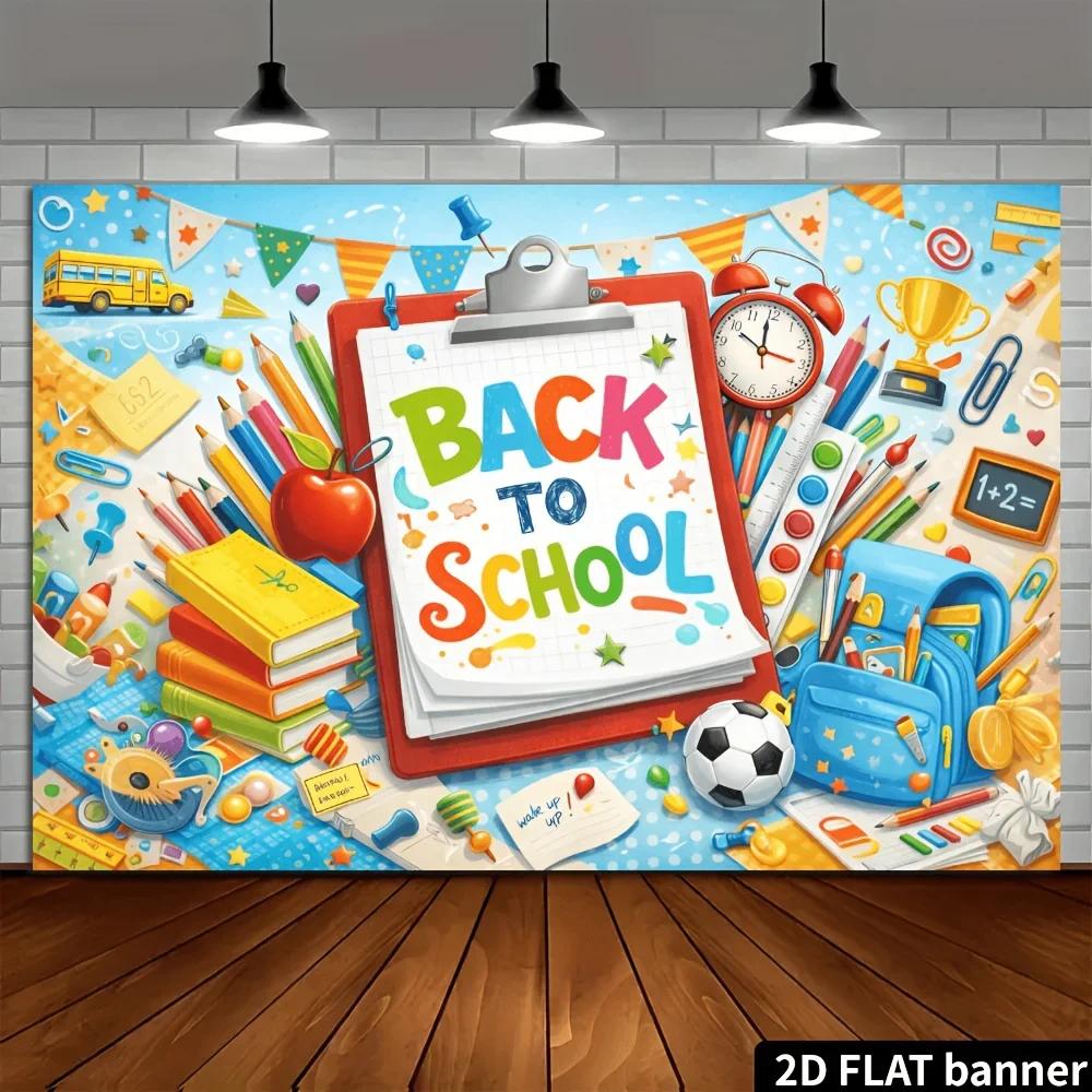 2D Plane Back-to-School Season BA TO SCHOOL Theme Background Banner with Boarding Pass Design
