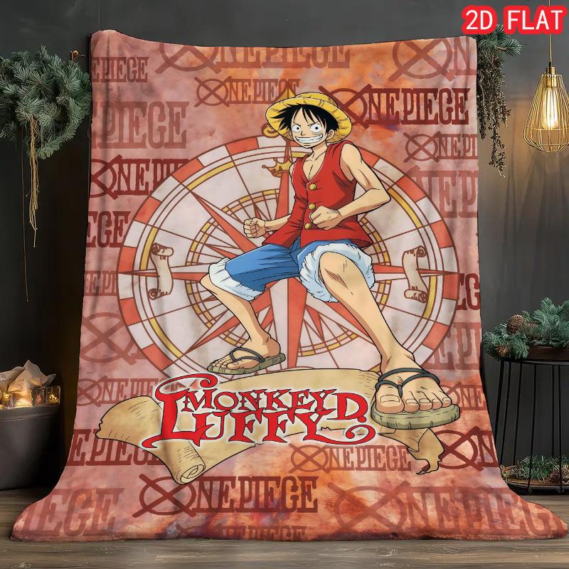 One Piece Anime Style Blanket Warm Flannel Cozy Soft for Living Room Bedroom Home Decor THW