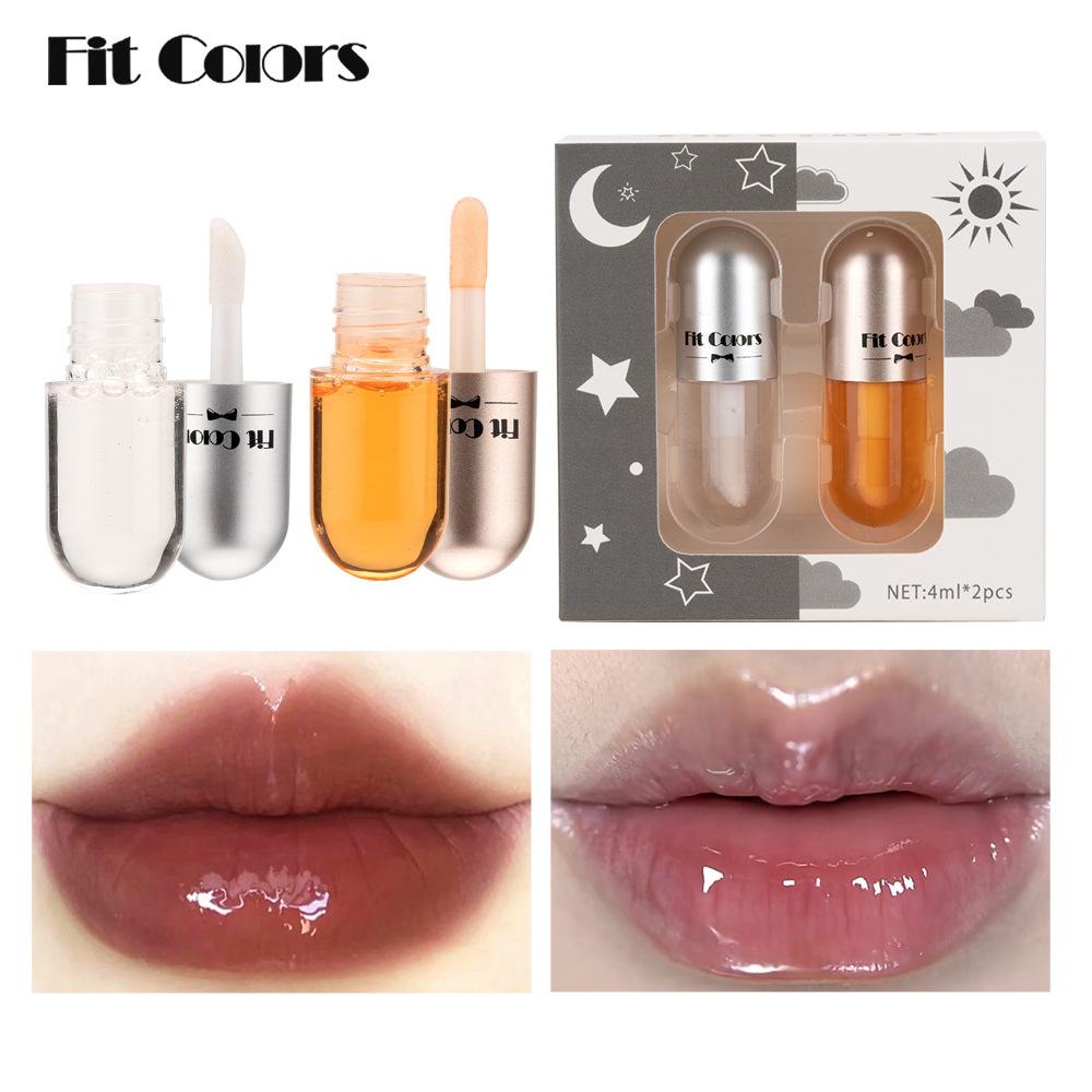Lip Care Women's Lip Balm Lip Plumping Liquid Hydrating Matte Natural Lip Oil Lip Gloss Liquid Set Boxed 2pcs