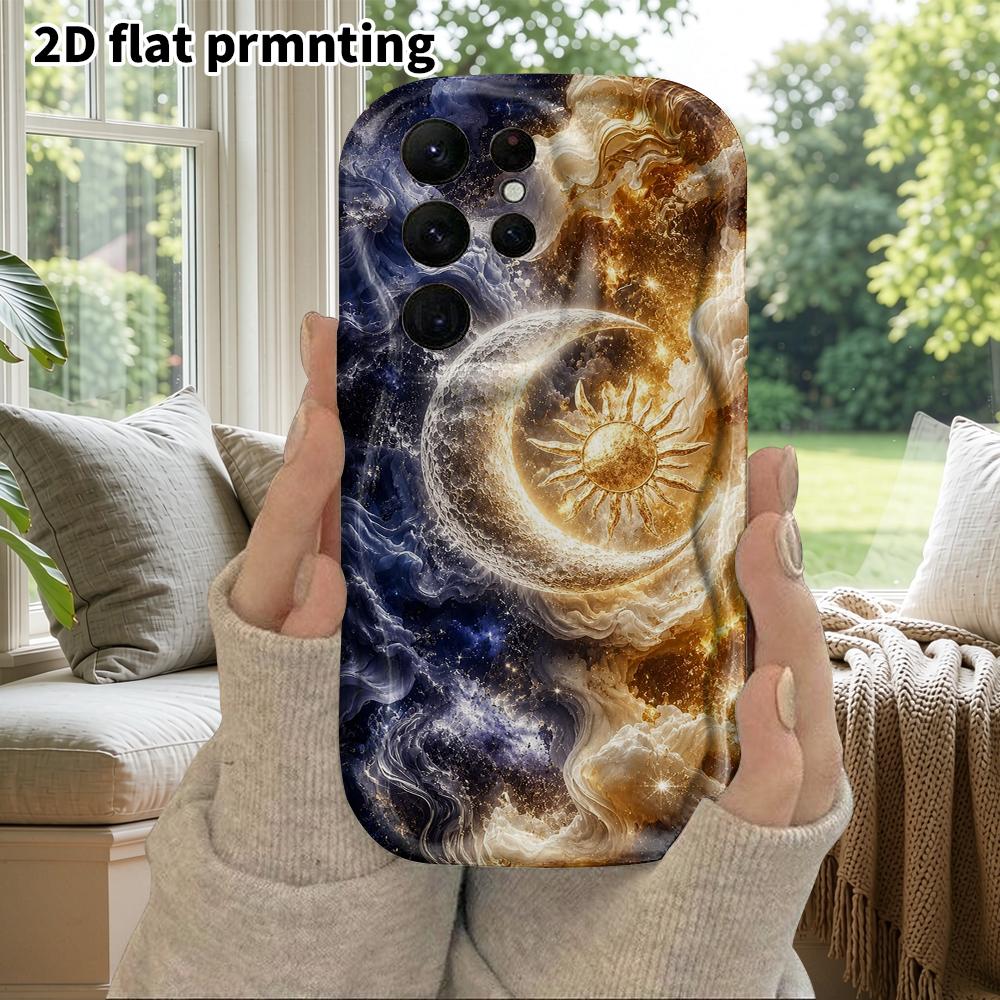 Чехол для телефона: 2D Плоский Защитный Чехол для Samsung Galaxy A34 A35 M05 M06 S20 S22 S21 FE Plus 5G, Стиль для Пары, Наблюдение за Луной в Облаках, Рождество и Хэллоуин