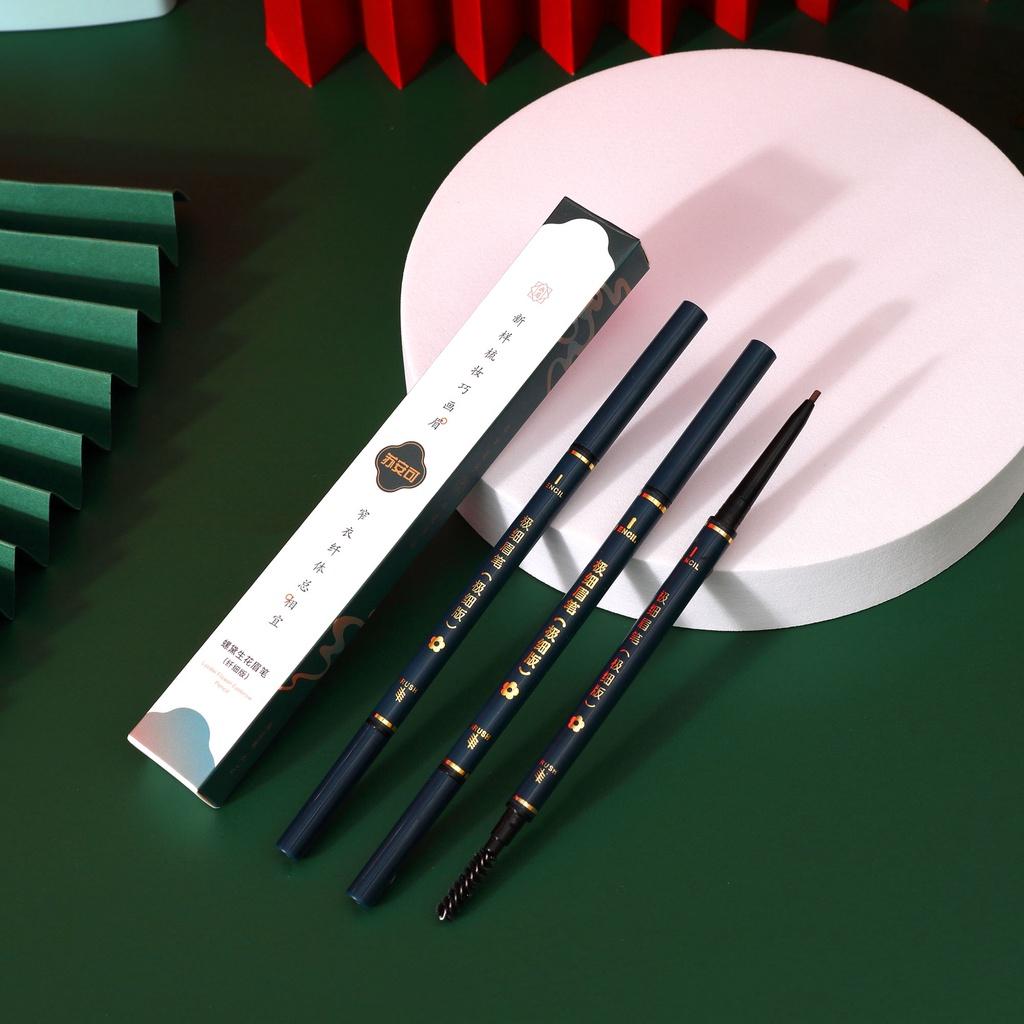 Double Head Eyebrow Pencil Small Triangle Natural Three-dimensional Silkworm Contorting Eyebrow Pencil Waterproof Permanent Makeup for Women