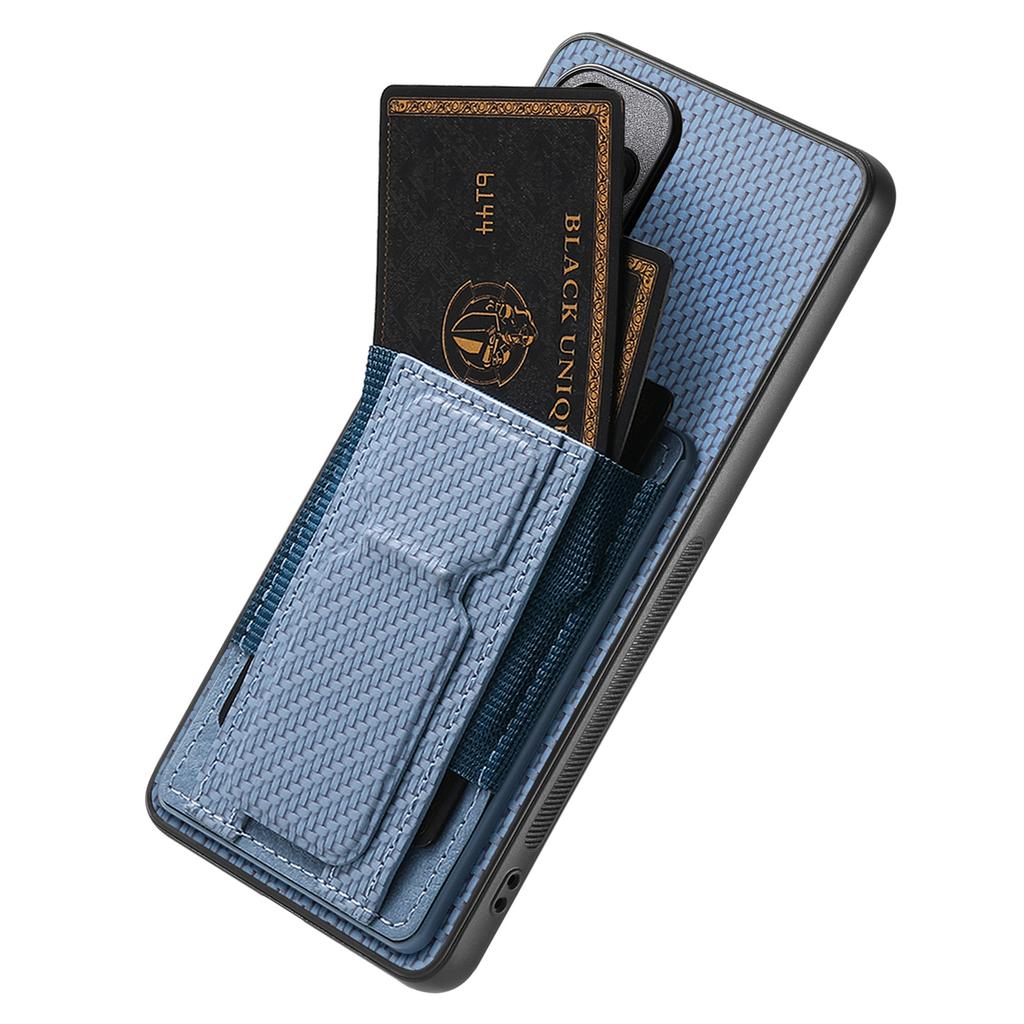 For Realme 14 Pro 5G Case with Card Holder Kickstand Fiber Pattern Leather Back Cover