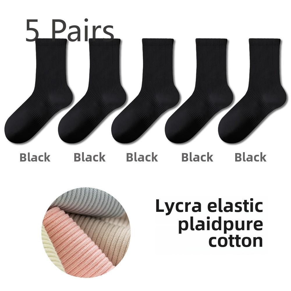 5 пар женских спортивных носков длиной до середины икры на весну и лето без косточек, антибактериальных, с защитой от запаха, впитывающих пот и дышащих